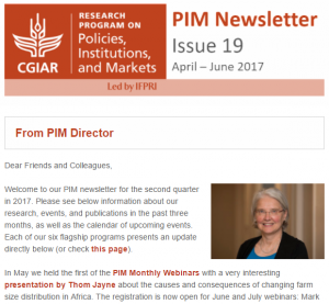 PIM Newsletter: April - June 2017