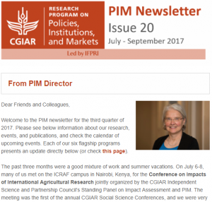 PIM Newsletter: July - September 2017