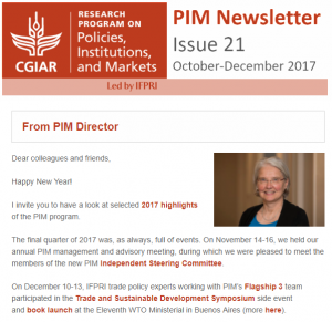 PIM Newsletter: October - December 2017