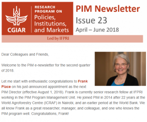 PIM Newsletter: April - June 2018